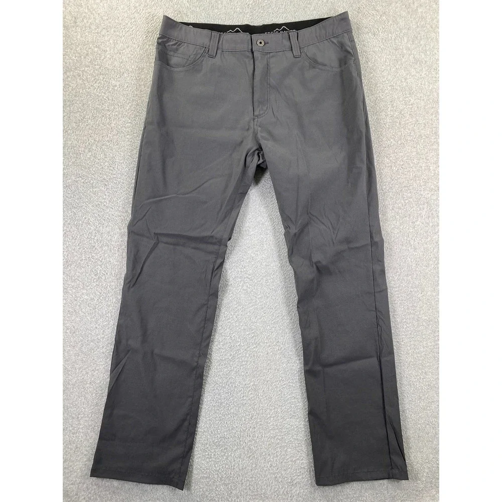 Eddie Bauer Men's Performance Tech Chino Pants Sz 36x32 Straight Dark Gray Smoke